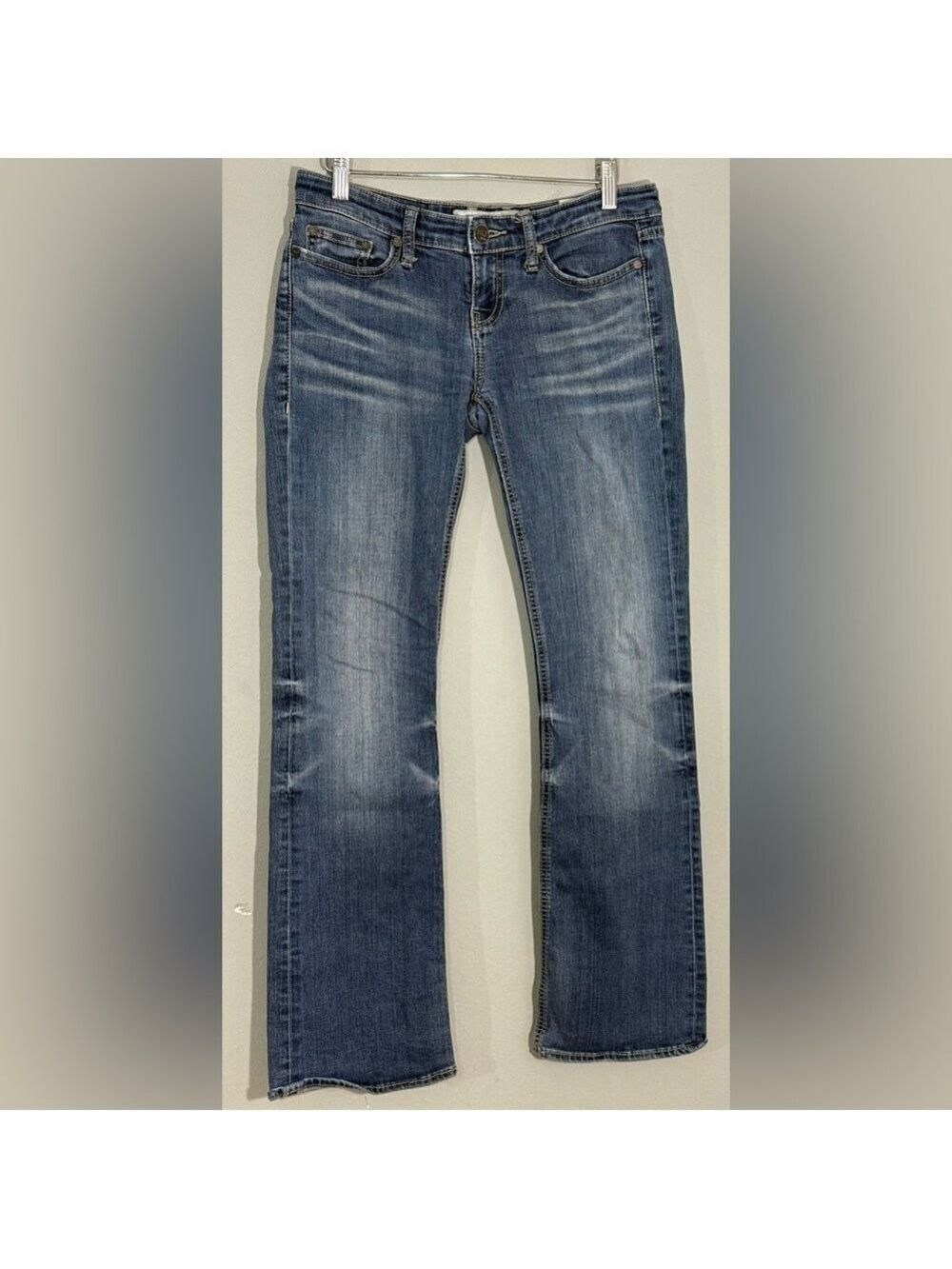 BKE Stella Bootcut Flare Low Rise Jeans Sz26 Embroidered Pockets Stretch Western - Picture 2 of 11